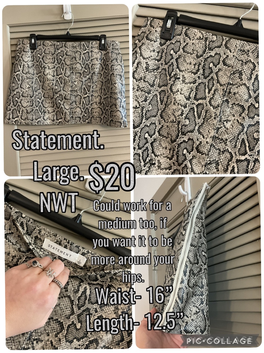 Snake-Print Mini Skirt in Neutral Gray - STATE